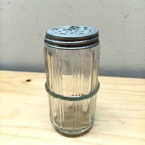 Vintage Glass Salt Shaker with Metal Lid